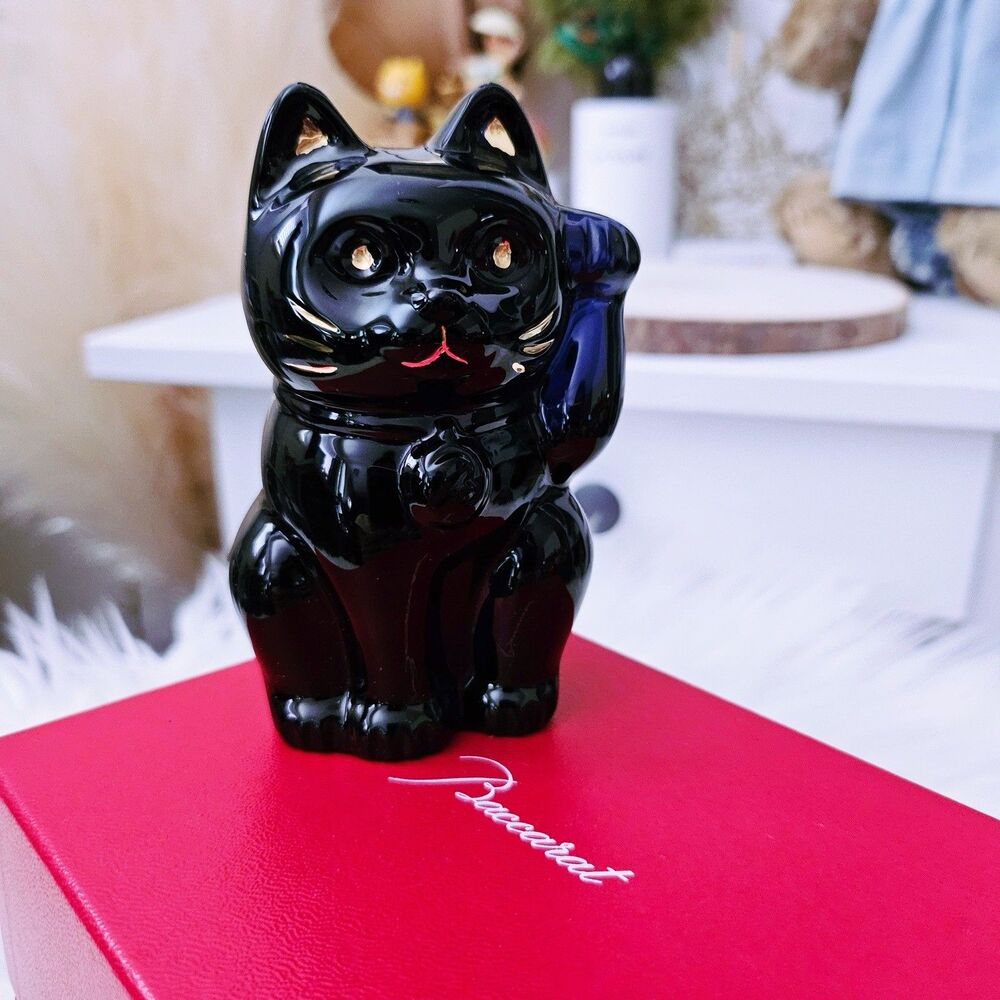 RARE Baccarat Maneki Neko Lucky Fortune Cat Figurine – Crystal Midnight Blue